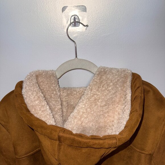 G.H. Bass & Co. Brown Faux Suede Sherpa-Lined Jacket With Hood & Pockets L - Picture 8 of 8
